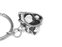 Frog Skull Keychain, Animal Skeleton Keyring in Pewter