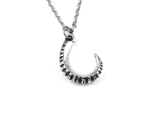 Goat Horn Necklace, Capricorn Zodiac Jewelry in Pewter