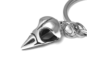 Goldcrest Skull Keychain, Bird Keyring in Pewter