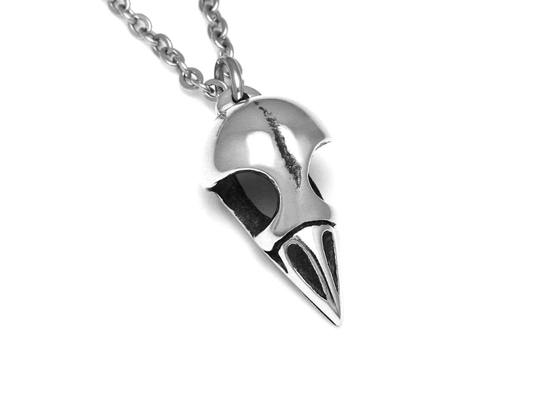 Goldcrest Skull Necklace, Ornithology Bird Jewelry in Pewter