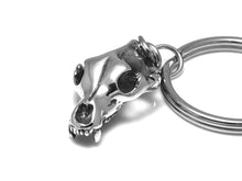 Grizzly Bear Skull Keychain, Animal Skeleton Keyring in Pewter