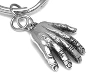 Human Hand Keychain, Anatomy Keyring in Pewter