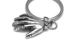 Human Hand Keychain, Anatomy Keyring in Pewter