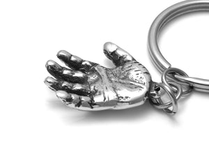 Human Hand Keychain, Anatomy Keyring in Pewter