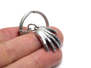 Human Hand Keychain, Anatomy Keyring in Pewter