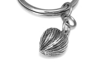 Hazelnut Keychain, Nature Keyring in Pewter