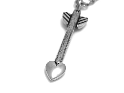 Heart Arrow Necklace, Love Jewelry in Pewter