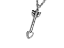 Heart Arrow Necklace, Love Jewelry in Pewter