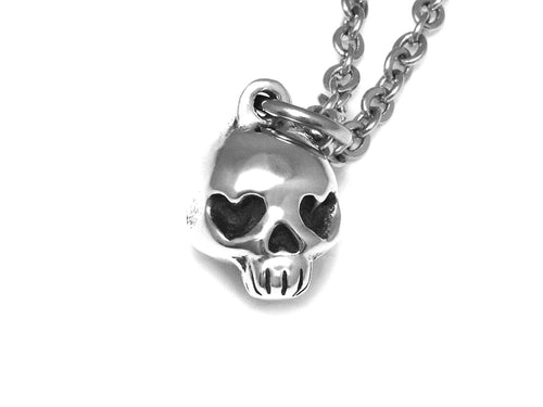 Heart Shaped Eyes Skull Necklace, Rock Jewelry