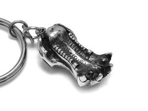 Hippo Skull Keychain, Animal Skeleton Keyring in Pewter