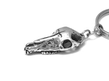 Horse Skull Keychain, Animal Skeleton Keyring in Pewter