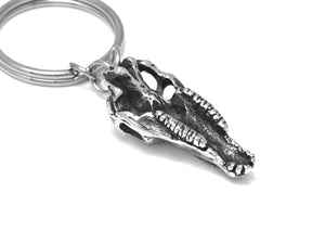 Horse Skull Keychain, Animal Skeleton Keyring in Pewter