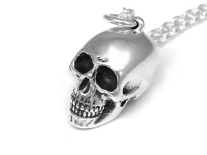 Human Skull Necklace, Rock Jewelry in Sterling Silver