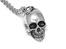 Human Skull Necklace, Rock Jewelry in Pewter