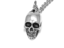 Human Skull Necklace, Rock Jewelry in Pewter