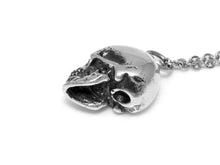 Human Skull Necklace, Rock Jewelry in Pewter