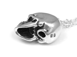 Human Skull Necklace, Rock Jewelry in Sterling Silver