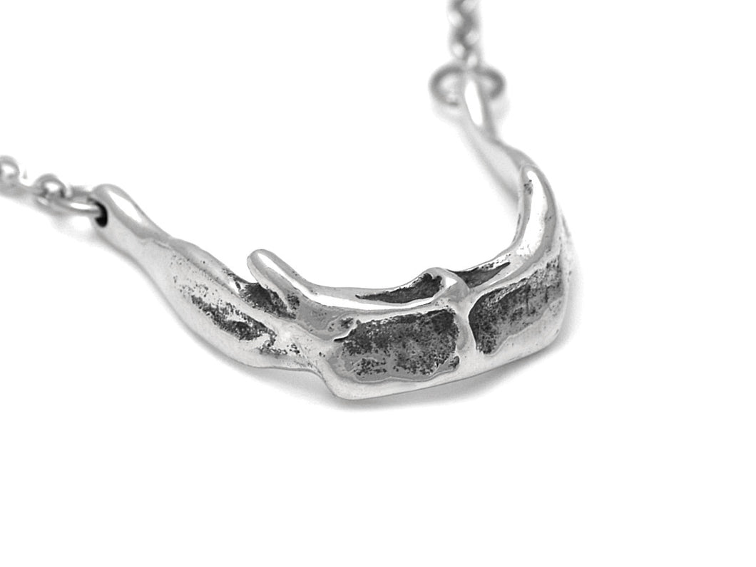 Hyoid Bone Choker Necklace, Skeleton Jewelry in Pewter