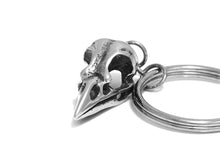 Jackdaw Skull Keychain, Bird Keyring in Pewter