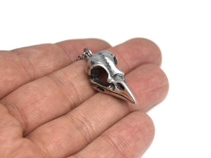 Jackdaw Skull Necklace, Bird Jewelry in Pewter