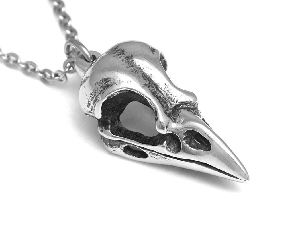 Jackdaw Skull Necklace, Bird Jewelry in Pewter