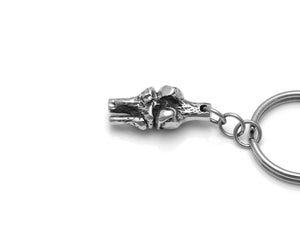 Knee Bone Keychain, Anatomy Keyring in Pewter