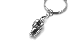 Knee Bone Keychain, Anatomy Keyring in Pewter