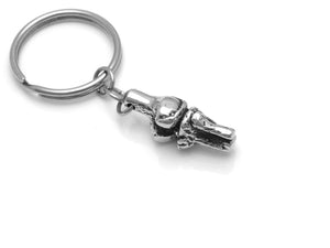 Knee Bone Keychain, Anatomy Keyring in Pewter