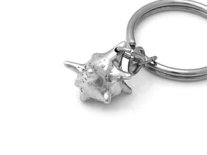 White Blood Cell Keychain, Biology Keyring in Pewter