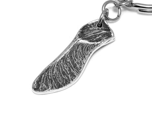 Maple Seed Keychain, Nature Keyring in Pewter
