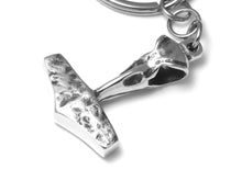 Hammer of Thor Mjolnir with Hugin or Munin Raven Skull Keychain in Pewter