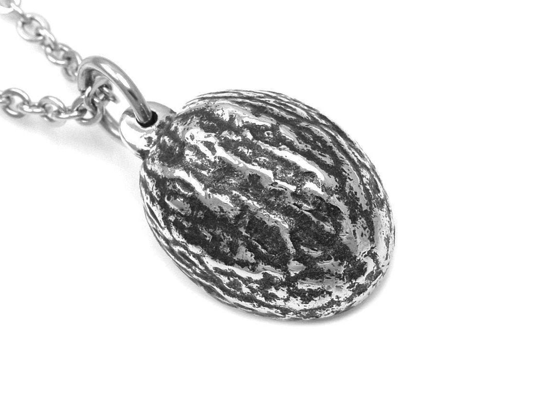 Nutmeg Necklace, Spice Jewelry in Pewter