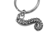 Octopus Tentacle Keychain, Animal Keyring in Pewter