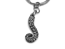 Octopus Tentacle Keychain, Animal Keyring in Pewter