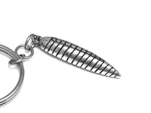 Orthoceras Keychain, Animal Fossil Keyring in Pewter