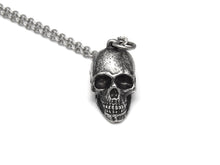 Antiqued Human Skull Necklace, Memento Mori Jewelry in Pewter