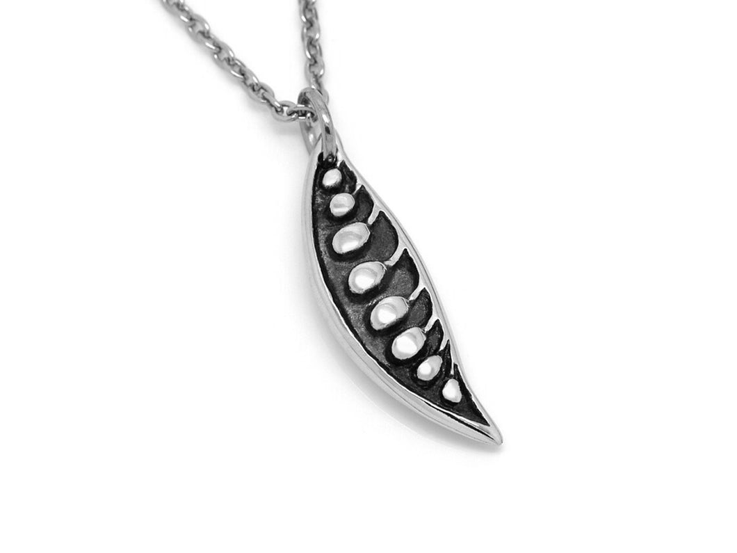 Pea Pod Necklace, Nature Jewelry in Pewter