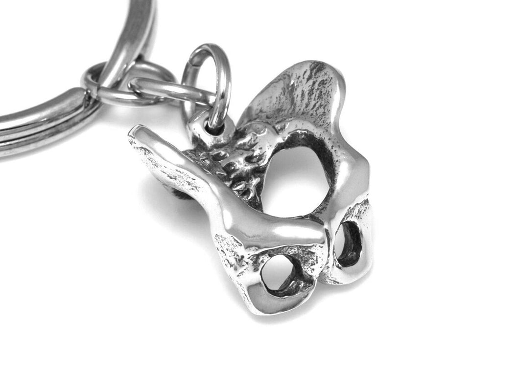 Pelvis Keychain, Pelvic Anatomy Keyring in Pewter