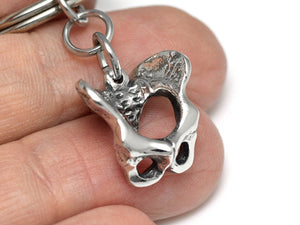 Pelvis Keychain, Pelvic Anatomy Keyring in Pewter