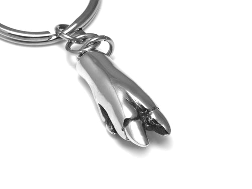 Pig Foot Keychain, Animal Keyring in Pewter