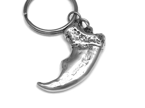 Polar Bear Claw Keychain, Animal Keyring in Pewter