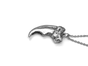Polar Bear Claw Necklace, Animal Jewelry in Pewter