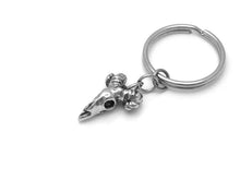 Ram Skull Keychain, Aries Zodiac Keyring in Pewter