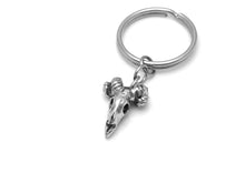 Ram Skull Keychain, Aries Zodiac Keyring in Pewter