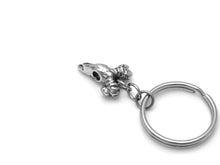 Ram Skull Keychain, Aries Zodiac Keyring in Pewter