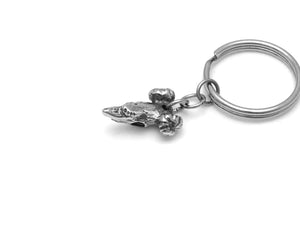 Ram Skull Keychain, Aries Zodiac Keyring in Pewter