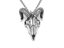 Ram Skull Necklace, Aries Head Rock Jewelry in Pewter