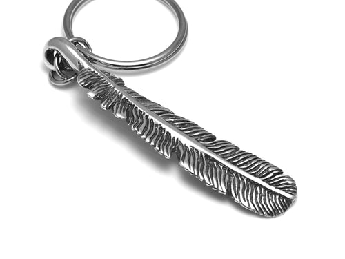 Raven Feather Keychain, Bird Keyring in Pewter