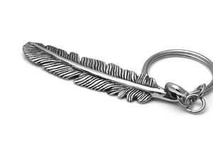 Raven Feather Keychain, Bird Keyring in Pewter