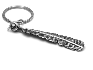 Raven Feather Keychain, Bird Keyring in Pewter